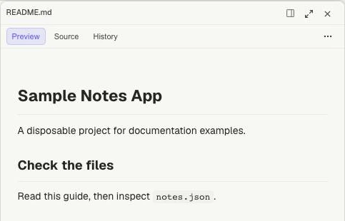 README file in Preview mode showing rendered headings and text.